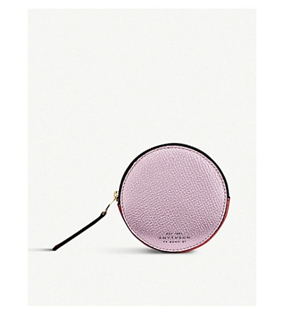 Shop Smythson Wigmore Metallic-leather Round Coin Purse In Pink