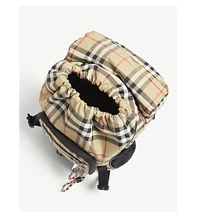 Shop Burberry Vintage Check Cross-body Backpack In Archive Beige