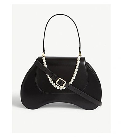 Shop Simone Rocha Bean Leather Cross-body Bag In Black Pearl