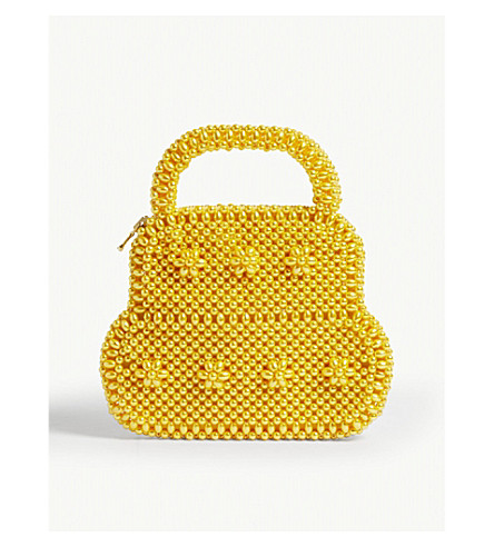 yellow beaded bag