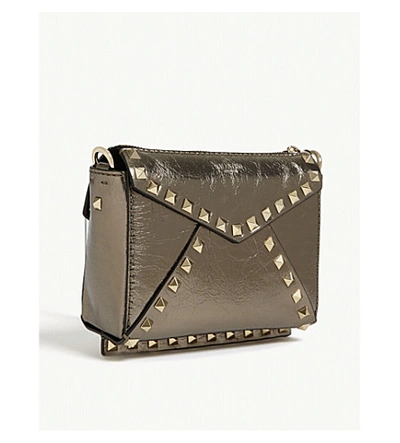 Shop Valentino Hype Rockstud Shoulder Bag In Metallic Stone