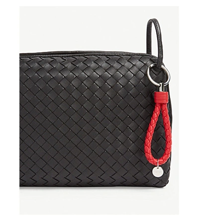 Shop Bottega Veneta Intrecciato Woven Leather Keyring In Bright Red