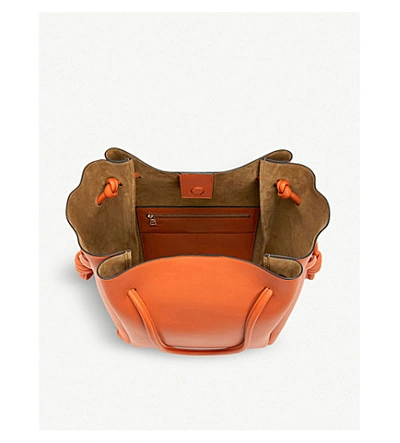 Shop Loewe Flamenco Knot Leather Shoulder Bag In Ginger Color