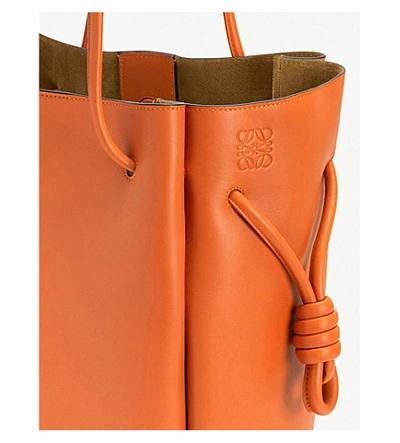 Shop Loewe Flamenco Knot Leather Shoulder Bag In Ginger Color