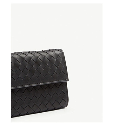 Shop Bottega Veneta Intrecciato Woven Leather Purse In Black