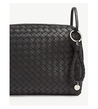 Shop Bottega Veneta Intrecciato Leather Key Ring In Black