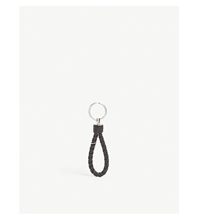 Shop Bottega Veneta Intrecciato Leather Key Ring In Black