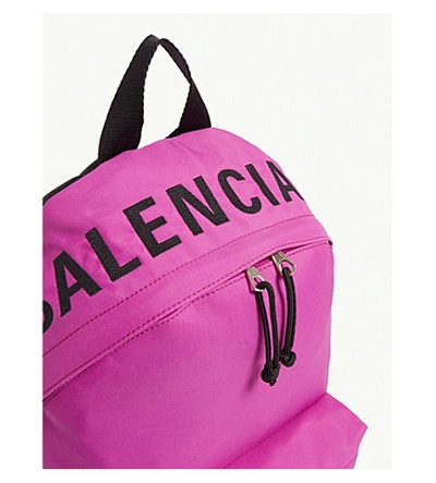 Shop Balenciaga Explorer Neon Nylon Backpack In Fuschia/black