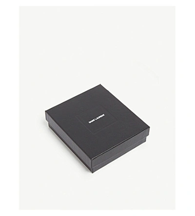 Shop Saint Laurent Pebbled Leather Zipped Card Holder In Dark Smog