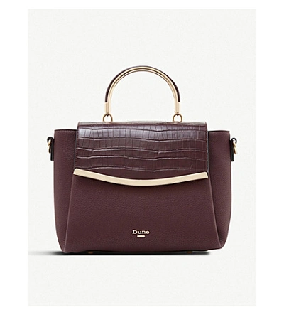 Shop Dune Dawne Croc-embossed Faux-leather Tote Bag In Berry-plain Synthetic