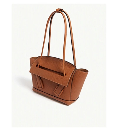 Shop Bottega Veneta Arco Trapeze Leather Shoulder Bag In Wood