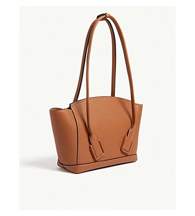 Shop Bottega Veneta Arco Trapeze Leather Shoulder Bag In Wood