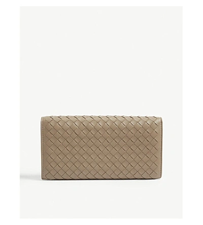 Shop Bottega Veneta Intrecciato Woven Leather Purse In Limestone