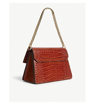 Shop Givenchy Gv3 Leather Shoulder Bag In Cognac
