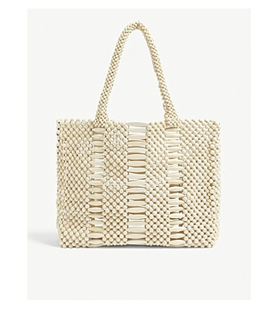 Shop Aranaz Linda Wooden Tote In Cream