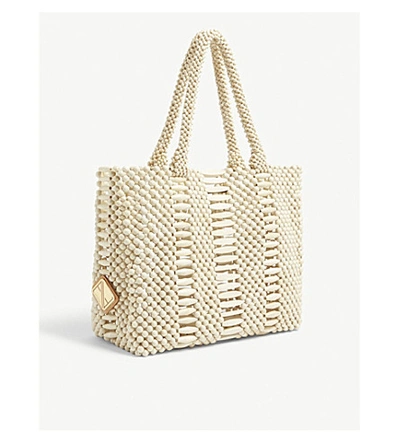 Shop Aranaz Linda Wooden Tote In Cream