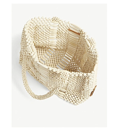 Shop Aranaz Linda Wooden Tote In Cream