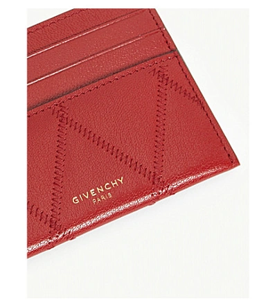 Shop Givenchy Quilted Leather Card Holder In Vermillon Red