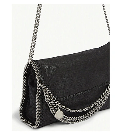 Shop Stella Mccartney Falabella Vegan-leather Cross-body Bag In Black Silver