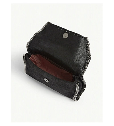 Shop Stella Mccartney Falabella Vegan-leather Cross-body Bag In Black Silver