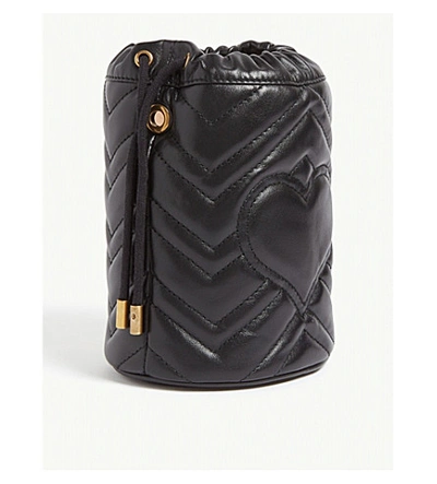 Shop Gucci Gg Marmont Mini Leather Bucket Bag In Black