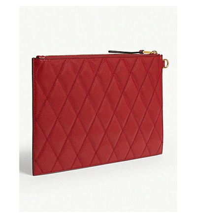 Shop Givenchy Leather Quilted Pouch In Vermillon Red