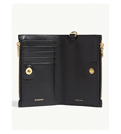 Shop Burberry Leslie Leather Wallet In Black