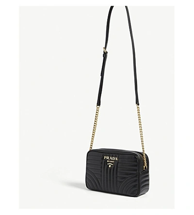 Shop Prada Diagramme Camera Bag In Black Gold