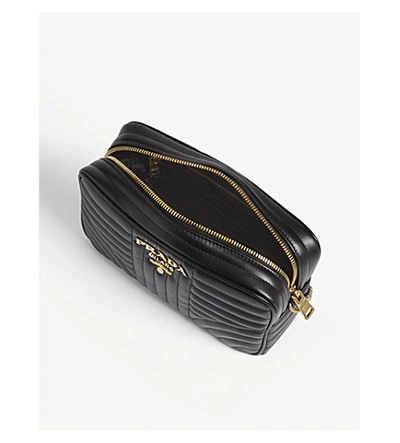 Shop Prada Diagramme Camera Bag In Black Gold