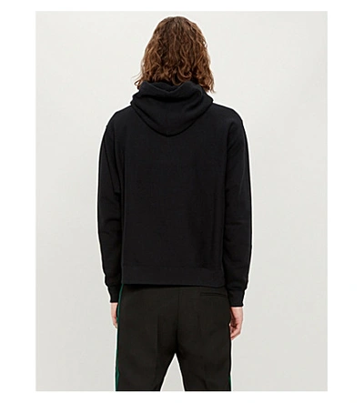 Shop Gucci Graphic-embroidered Cotton-jersey Hoody In Black+multi