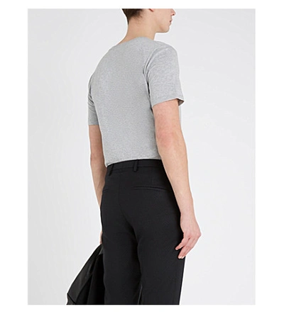 Shop Saint Laurent Logo-print Cotton-jersey T-shirt In Grey