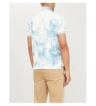 Shop Polo Ralph Lauren Tie-dye Slim-fit Cotton Polo Shirt In Washed Indigo