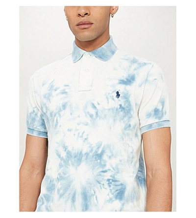 Shop Polo Ralph Lauren Tie-dye Slim-fit Cotton Polo Shirt In Washed Indigo