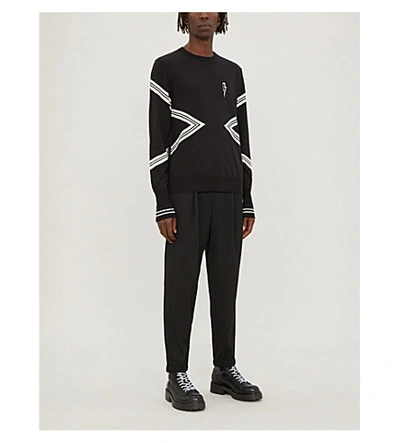 NEIL BARRETT VARSITY STRIPE WOOL-KNIT JUMPER 