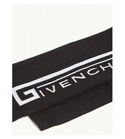 Shop Givenchy Logo-intarsia Ribbed Cotton Socks In Black White