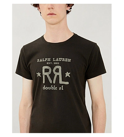 Shop Rrl Logo-print Cotton-jersey T-shirt In Faded Black Canvas