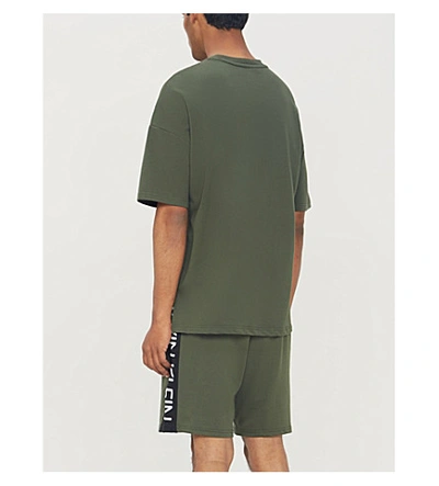 Shop Calvin Klein Logo Oversized Cotton-jersey T-shirt In Khaki