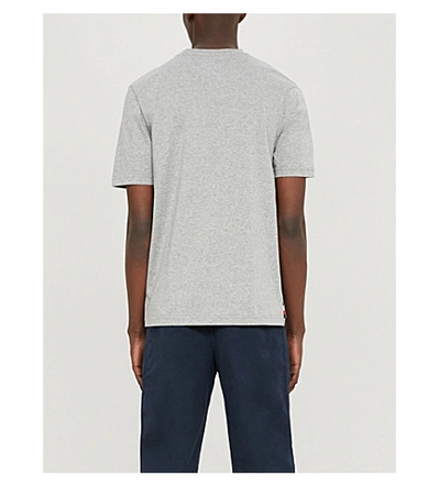 Shop Tommy Hilfiger Logo-patch Mercerised Cotton-jersey T-shirt In Cloud Htr