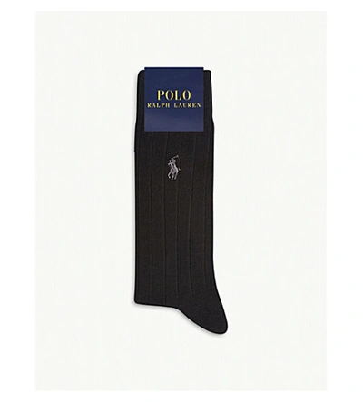 Shop Polo Ralph Lauren Mens Black Three Pack Socks