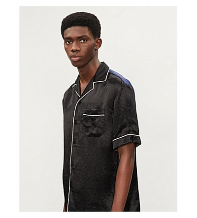 Shop Gucci Monochrome Regular-fit Satin Bowling Shirt In Black Mix