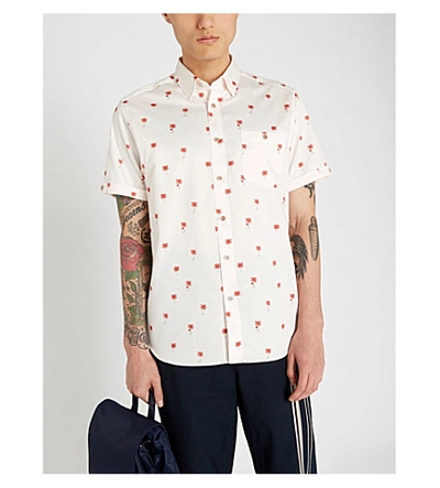 Shop Ted Baker Toadtwo Palm-trees Print Cotton Shirt In Lt-pink