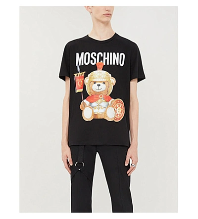 Shop Moschino Teddy Crewneck Cotton-jersey T-shirt In Fantasy+white