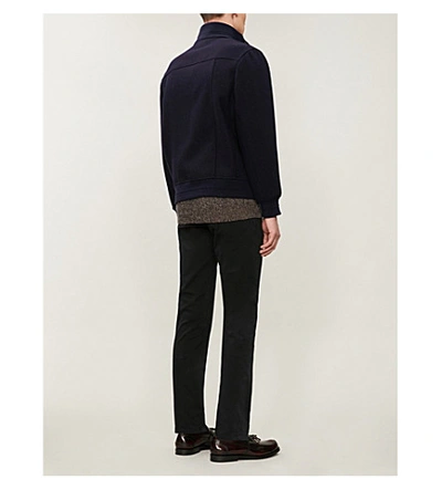 Shop Brunello Cucinelli Wool-blend Bomber Jacket In Navy