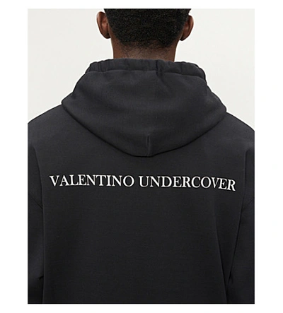 Shop Valentino X Undercover Graphic-print Cotton-blend Hoody In Black