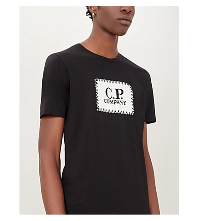 Shop C.p. Company Logo-print Cotton-jersey T-shirt In Black