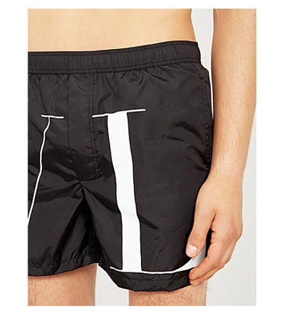 Shop Valentino Relaxed-fit Logo-print Swim Shorts In Black