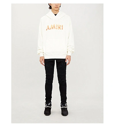 Shop Amiri Flame Logo-print Cotton-jersey Hoody In Marshmallow