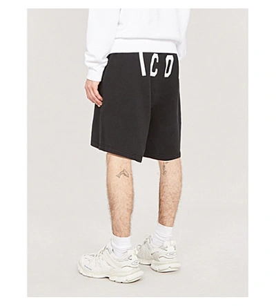 Shop Dsquared2 Icon Logo-print Cotton-jersey Shorts In Black