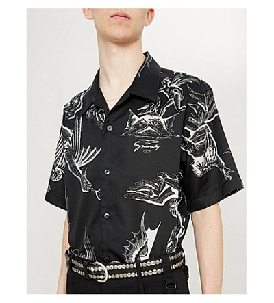 Shop Givenchy Icarus Hawaiian Regular-fit Cotton Shirt In Black