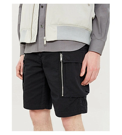Shop Undercover Cargo-pocket Cotton-jersey Shorts In Black